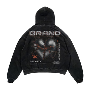 Sudadera con Capucha Extra Grande para Hombre, Marca [Brand], Negra, de Algodón French Terry, Estilo Urbano, con Estampado y Bolsillos, para Otoño - Product Image 5