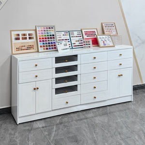 White Nordic Nail Polish Display Cabinet with Drawers Floor Storage Showcase for Nail Salon Beauty Shop - Product Image 2