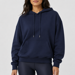 Sudadera con Capucha Extra Grande para Mujer, Color Sólido, Felpa de Algodón, Bolsillo Frontal, Largo Regular, Modelo Phoenix para Otoño - Product Image 3