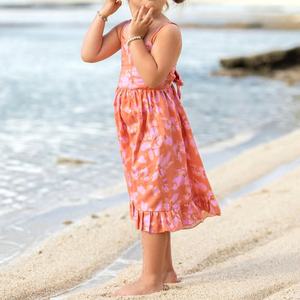 Robe à nœud polynésienne fabriquée par le fabricant, imprimé floral personnalisé, 100% rayonne, tissu doux, robe hawaïenne pour enfants - Product Image 5