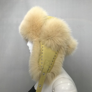 Unisex Tùy Chỉnh Chính Hãng <span class=keywords><strong>Fox</strong></span> <span class=keywords><strong>Fur</strong></span> <span class=keywords><strong>Hat</strong></span> Với Tai Nắp Bất Tự Nhiên Lông Máy Bay Ném Bom <span class=keywords><strong>Trapper</strong></span> Cap Nga Phụ Nữ Phi Công Mũ Da Thật Hàng Đầu - Product Image 4