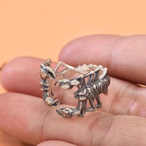 빈티지 태국산 은 전갈 오픈 링 힙합 개성있는 남성용 싱글 검지 반지 - Product Image 2