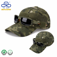 Casquette de sport personnalisée découpée au laser, perforée, respirante et ajustable avec trou pour lunettes, fermeture auto-agrippante, motif camouflage tactique unisexe