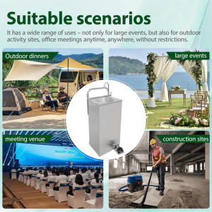 Station de lavage mobile extérieure à eau froide et chaude avec pompe à pied en acier inoxydable sur remorque - Product Image 4