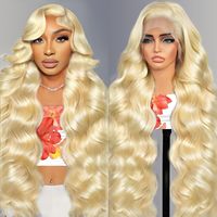 Sans colle 613 HD dentelle frontale perruque 200% densité 13x6 Blonde vague de corps dentelle avant perruques perruques de cheveux humains pour les femmes prix de gros