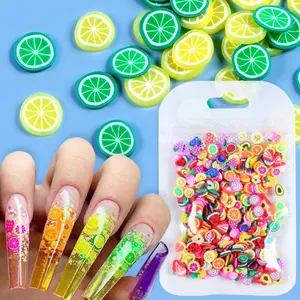 Paillettes de fruits 3D pour ongles Bijoux d'art d'ongles Autocollant de tranches de fruits 3D en argile polymère Designs de bricolage Accessoires de décoration d'ongles