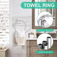 Ensemble de porte-serviettes de salle de bain moderne noir mat durable en acier inoxydable 5 pièces sans électricité, avec porte-papier toilette double niveau