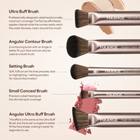 MAANGE Lot de 19 pinceaux de maquillage en gros, marque privée, pour les yeux, poudre libre, fond de teint, ensemble professionnel