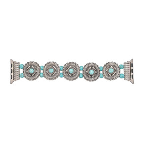 Correa de Reloj Inteligente Estilo Western con Conchos Plateados Vintage <span class=keywords><strong>y</strong></span> Turquesa para <span class=keywords><strong>Apple</strong></span> <span class=keywords><strong>Watch</strong></span> - Product Image 3