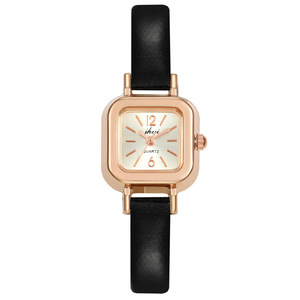Montre à quartz pour femme avec cadran carré, élégante et minimaliste, bracelet en cuir, montre-bracelet décontractée pour femmes - Product Image 4