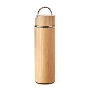 <b>Hot</b> Sales 400ml Bamboo Double-Wall Vacuum <b>Flask</b> Water Bottle Customized Logo Stainless Steel Thermal Insulated Portable - Product Image 3