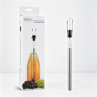 Refroidisseur de bouteille de vin écologique en acier inoxydable, bâtonnet refroidisseur de vin portable avec verseur et bouchon hermétique