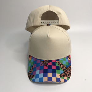 Casquette de baseball colorée à motifs variés en coton, avec patchwork uni sur le devant et imprimé sur la visière, pour femme, style streetwear - Product Image 2