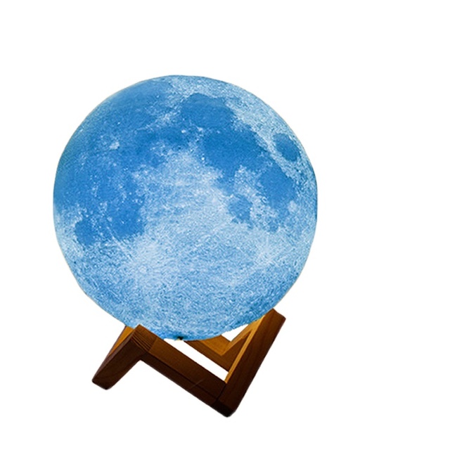 3D Print Moon Lunar Lamp with Wooden Stand Remote Control and USB Rechargeable 16 Colors Lampara De Luna