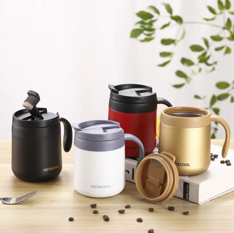 304 stainless steel Thermos Mugs Office Cup With Handle With Lid Insulated Tea mug Vacuum Cup Office Thermos