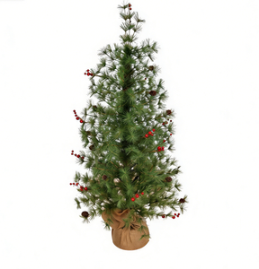 <span class=keywords><strong>Sapin</strong></span> de Noël artificiel en épicéa de <span class=keywords><strong>120</strong></span> <span class=keywords><strong>cm</strong></span>, pré-décoré avec baies rouges, cônes de pin et aiguilles de pin réalistes, base de table - Product Image 1