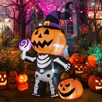 Modelo Inflable Individual de Calabaza y Calavera GOOSH para Halloween con Iluminación Integrada para Jardines, Céspedes y Fiestas al Aire Libre