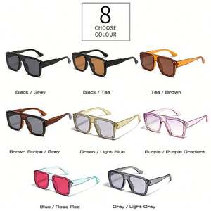 Nouvelles Lunettes de Soleil Carrées Surdimensionnées Rétro Tendance pour Femmes, Décoration Rivets, Style Punk, pour Hommes - Product Image 5