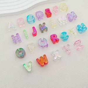 Rainbow Light Clear Alphabet <strong>Beads</strong> UV Coated Acrylic 26 Letters <strong>Large</strong> Through Hole for DIY Phone Strap <strong>Bracelet</strong> - Product Image 1