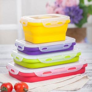 Collapsible Silicone Food <b>Storage</b> Container Reusable Flat Stacks Silicone Folding Lunch <b>Box</b> - Product Image 2
