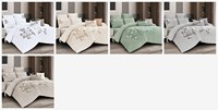 Set Sprei 7-Piece Motif Bunga Elegan, Bahan Mikrofiber Lembut, Sejuk, dan Bernapas, dengan Cetakan Reaktif, Desain Batang Bunga Liar