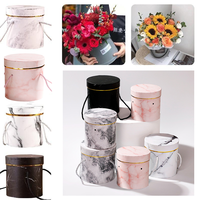 Boîte à fleurs en papier, ronde, en carton, pour emballage de fleurs, rose, prix d'usine, pièces
