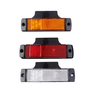 10-30v Truck Side Marker Lights Reflector With Bracket 3 LED Amber Red White Clearance Marker Indicator Lamp Trailer Bus Lorry