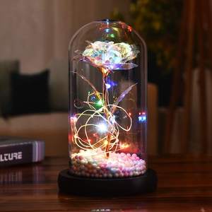 Tube en verre thème amour, Rose éternelle, décoration pour la fête des mères, couvercle en verre, fleur préservée, livraison directe, <span class=keywords><strong>2021</strong></span> - Product Image 1