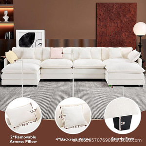 EU VONLIVA Luxury Modern Convertible Reclining Apartment Villa Sectional Compressed Fabric Modular Set L-Shape Square - Product Image 4