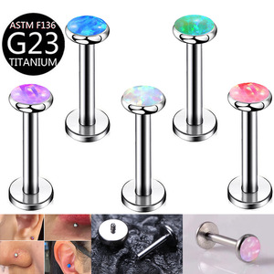 Piercing Labret Unisexe en Alliage <span class=keywords><strong>de</strong></span> Titane F136 avec <span class=keywords><strong>Opale</strong></span> Australienne 09 et Filetage Interne G23 pour Piercing Corporel - Bijoux E-commerce - Product Image 1