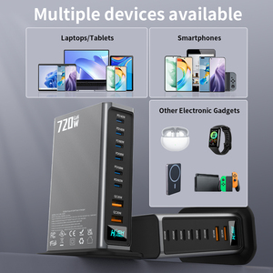 Station de charge multiport GaN 720W de haute qualité 6C2A, adaptateur Type C PD <span class=keywords><strong>140W</strong></span>, <span class=keywords><strong>chargeur</strong></span> portable pour tous les ordinateurs portables <span class=keywords><strong>Apple</strong></span> <span class=keywords><strong>140W</strong></span> - Product Image 4