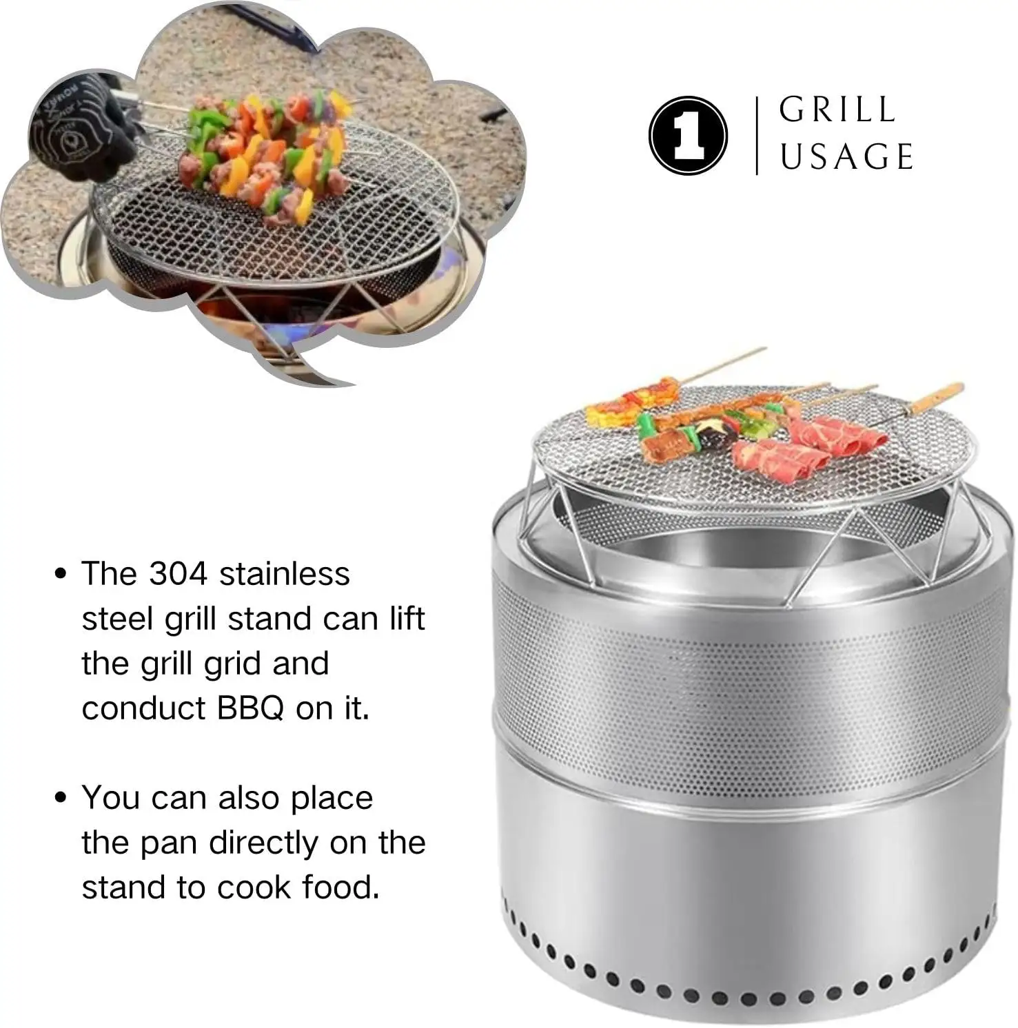 New Design Portable Stainless Steel Fire Pit Foldable Outdoor Wood Bonfire with Smokeless Charcoal Grill