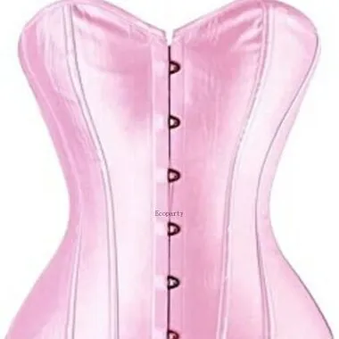 Korsett rosa Satin gotische Burlesque-Bustier Taillentrainer-Kostüm Überbaustisch-Oberteil Ecowalson