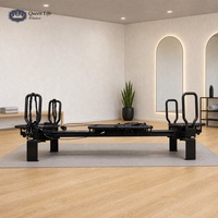 Machine de Pilates Reformer Commerciale en Aluminium Noir Certifiée OEM, Durable et Métallique, pour Studio de Fitness et Entraînement en Boutique