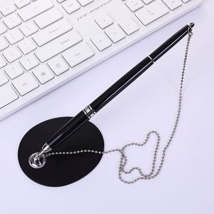 Hotel Counter Office Desk Stand Metal Sign Ballpoint Table Custom <b>Gel</b> Pens <b>Kit</b> 0.5mm Black Ink With Chain - Product Image 2
