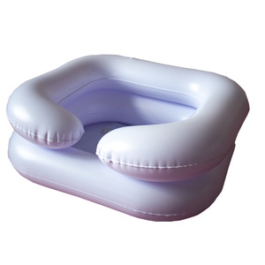 PVC Inflatable Shampoo Basin For Elderly Double Layer Foot Bath Hospital Bed Use White - Product Image 5