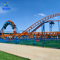 Manège de parc d'attractions extérieur à sensations fortes, montagnes russes en acier à boucle unique de 12 places, 45 km/h, 280 m, pour parcs à thème et centres commerciaux