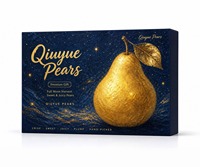 Op maat gemaakte bedrukte stevige geschenkverpakking voor Qiuyue peer premium fruitverpakking blauw gouden kunst deksel basisdoos groothandel