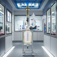 Réacteur en verre de laboratoire pour la chimie, chauffage et refroidissement à enveloppe, condenseur, soupape de décharge inférieure, chaudières de réaction
