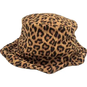 Cappello a secchiello portatile leopardo cappello da sole regolabile da esterno cappello a secchiello pieghevole cappelli MOQ 20 pz come design personalizzato