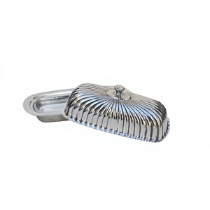 Beurrier en métal au design classique avec couvercle, accessoires de table, qualité alimentaire, résistant à l'eau, plateau à beurre décoratif - Product Image 1