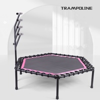 Trampolín Hexagonal de Fitness para interiores de 48 pulgadas para niños y adultos con mango para ejercicio en casa trampolín de salto de acero PP