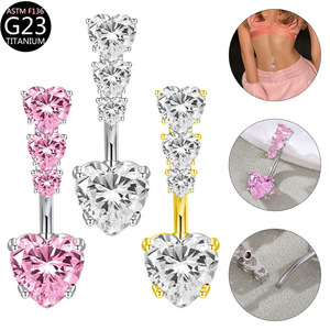 Commercio all'ingrosso ASTM F136 titanio G23 curvo bilanciere <span class=keywords><strong>ombelico</strong></span> <span class=keywords><strong>Piercing</strong></span>, 14G vendita calda ventre pulsante anello gioielli per le donne - Product Image 1