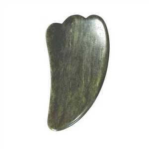 Masseur facial en jade, planche Gua Sha en obsidienne dorée, outil de massage facial - Product Image 5