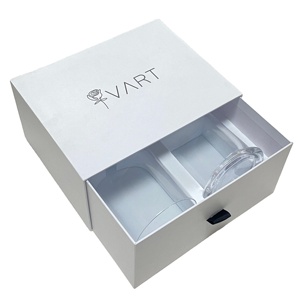 Caja de papel deslizante de lujo con impresión personalizada blanca de fabricación, caja de regalo con embalaje de cajón con espuma - Product Image 1