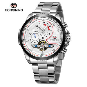 Reloj Mecánico Forsining 8229 <span class=keywords><strong>de</strong></span> Lujo para Hombre, Negro, Automático, Esqueleto, <span class=keywords><strong>de</strong></span> Cuerda Automática, con <span class=keywords><strong>Calendario</strong></span>, Fase Lunar, Correa <span class=keywords><strong>de</strong></span> Acero - Product Image 4