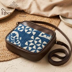 Bolso Bandolera Geométrico Índigo Hecho a Mano, Bolso Cruzado de Oficina, Bolso de Trabajo Pequeño Étnico para Mujer - Product Image 3