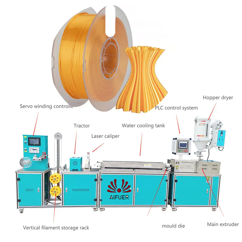 Otomatik PLA 1.75MM ekstrüzyon 3d baskı filament malzeme yapma ekstruder makinesi