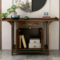 Honvidora Table d'autel chinoise en bambou naturel écologique avec tiroir à double porte, grande capacité, multifonction, rangement pour Bouddha à domicile
