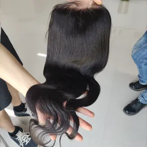 Fre/Mid/3 Way Part Swiss Preplucked Human 4 × 4 5 × 5 Lace Closure All Size Lace Front Closure Straight Body Wave With Baby Hair